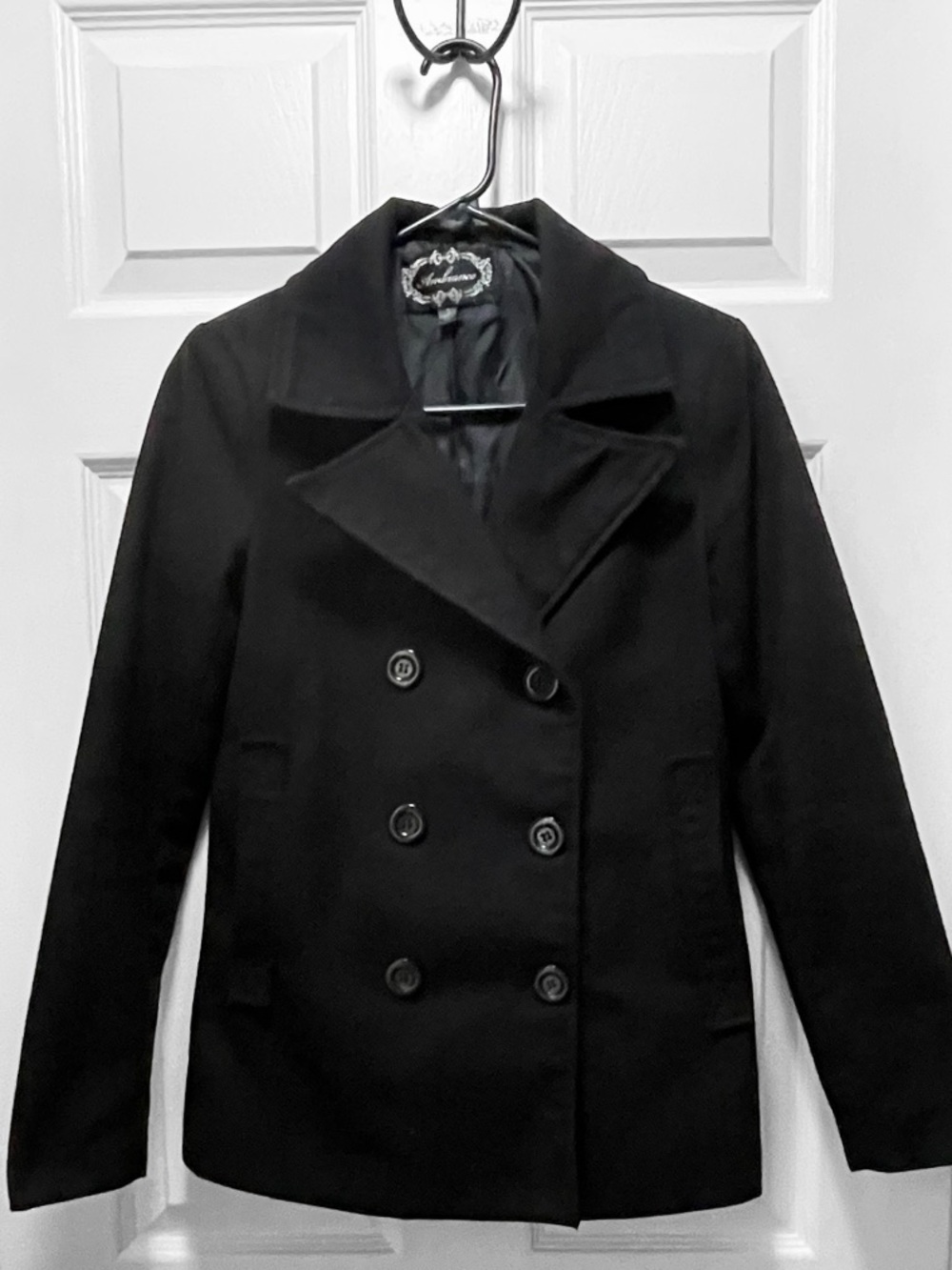 Ambiance Black Double-Breasted Pea Coat